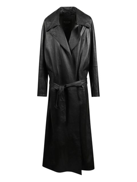 BALENCIAGA belted lambskin coat