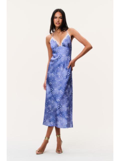 LoveShackFancy Evania Star Print Midi Slip Dress