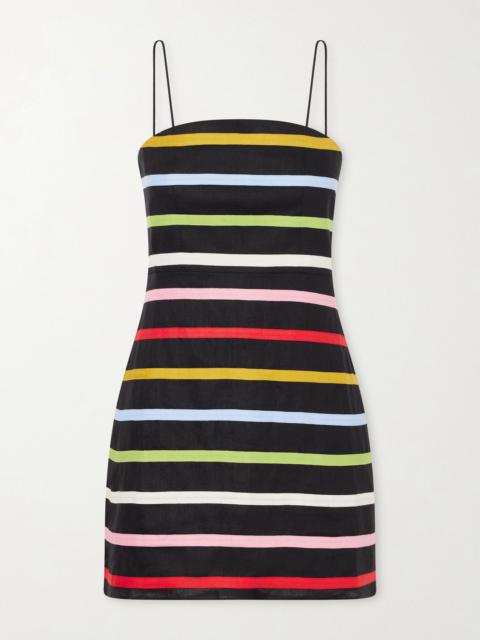 CALA de la CRUZ Roma striped linen mini dress Black
