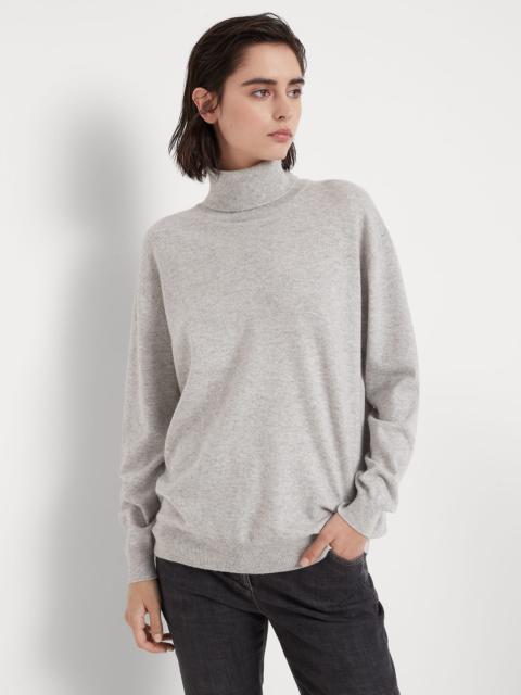 Cashmere turtleneck sweater with monili