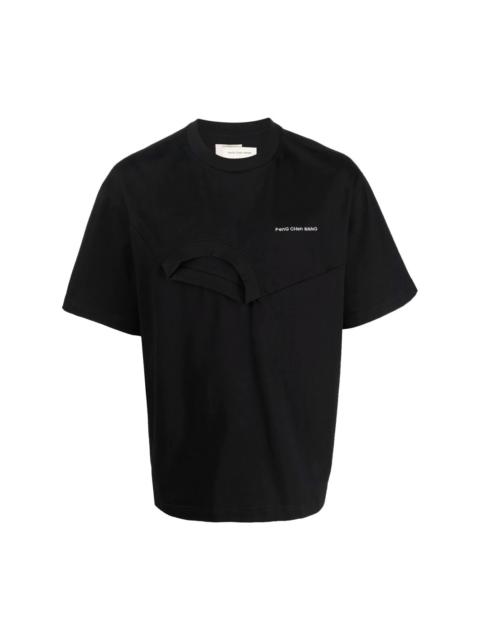 layered embroidered logo T-shirt