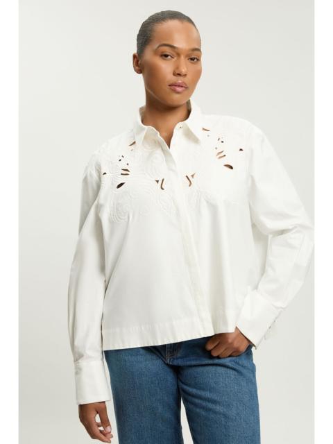 KAREN MILLEN Plus Size Cotton Poplin Cutwork Shirt