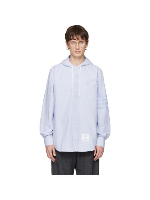 Thom Browne Blue Hoodie Straight Fit Long Sleeve Shirt