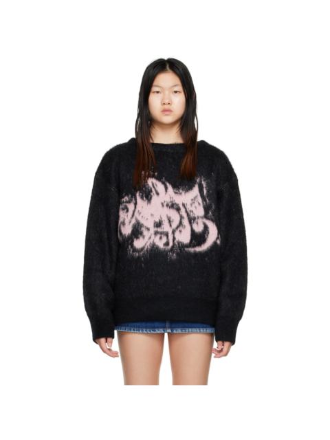 We11done Black & Pink Jacquard Sweater