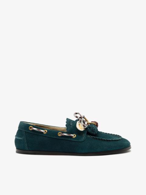 Larroudé Cyprus Boat Shoe Deepsea Suede