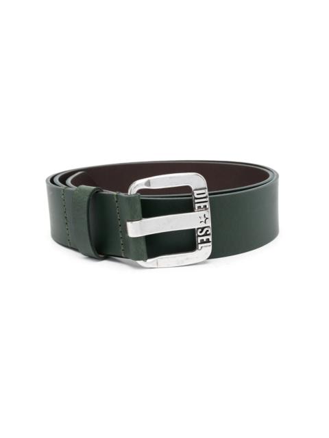 logo-buckle buffalo leather belt