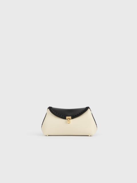 TOTEME Mini T-lock embroidered leather clutch black/milk