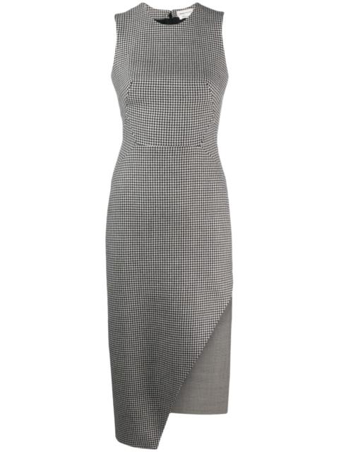 Alexander McQueen houndstooth asymmetric midi dress