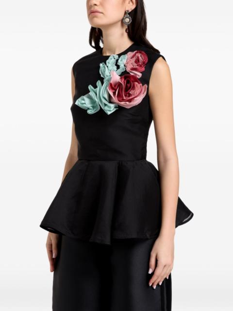 MARQUES’ALMEIDA floral-appliqué peplum top