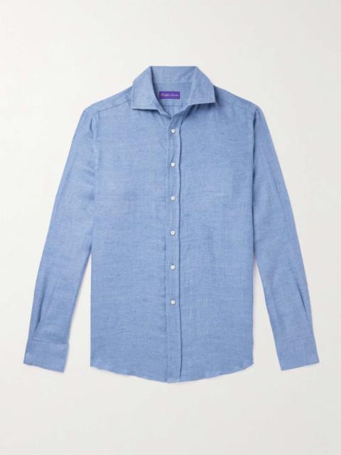 Cutaway-Collar Brushed Linen Shirt