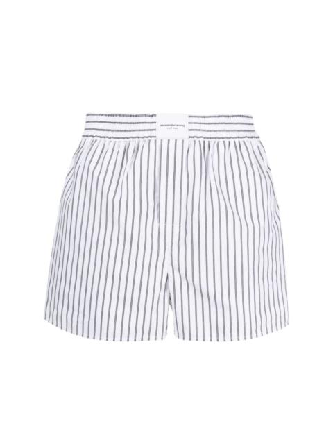 logo-patch striped poplin shorts