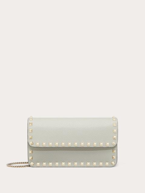 Valentino ROCKSTUD GRAINY CALFSKIN LEATHER CHAIN POUCH