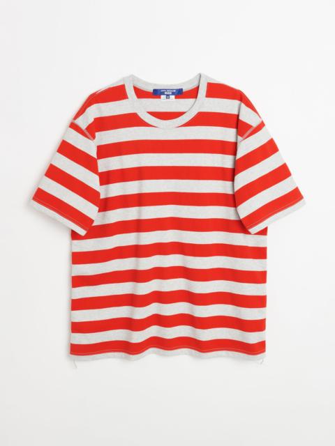 JUNYA WATANABE MAN COTTON JERSEY STRIPE T-SHIRT GREY / RED