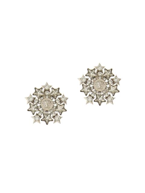 VERSACE Women's Star Stream Silvertone & Glass Crystal Stud Earrings - Palladium Crystal