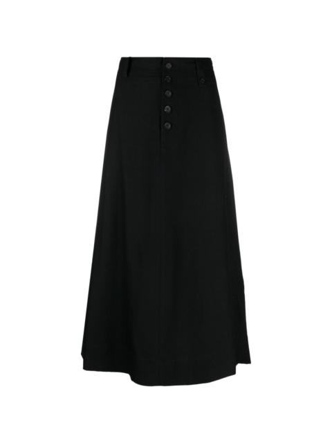 high-waisted A-line midi skirt