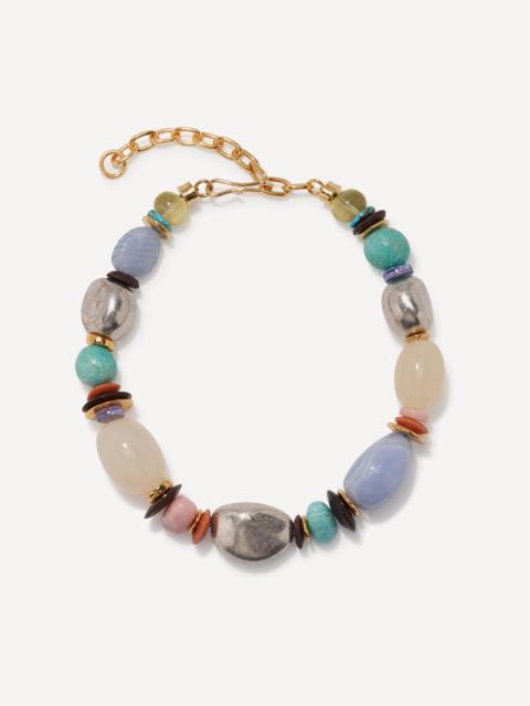 Gold-Plated Brass Monument Bead Collar Necklace