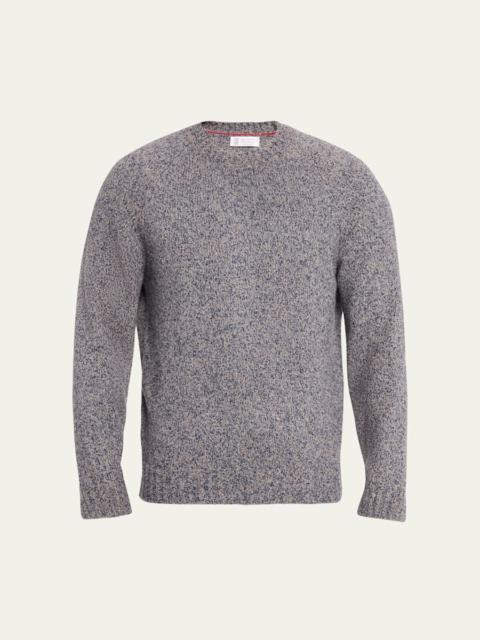 Brunello Cucinelli Men's Wool, Silk and Cashmere Donegal Crewneck Sweater