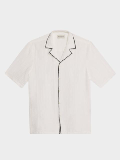 OFFICINE GÉNÉRALE Men's Eren Textured Viscose Short-Sleeve Camp Shirt
