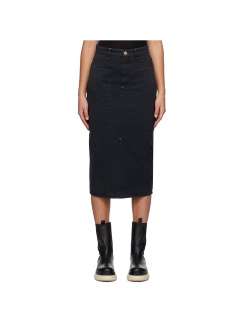 Isabel Marant Étoile Black Flozia Denim Midi Skirt