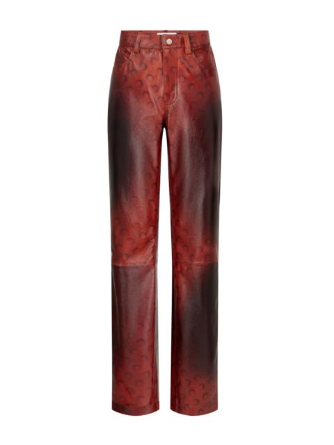 Marine Serre Airbrushed Crafted Leather Straight Leg Pants