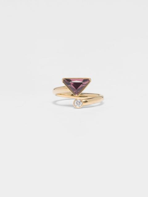 Eternal Gold contrarié ring in yellow gold with diamond and amethyst