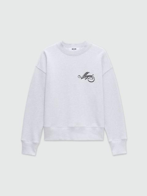 MSGM Grey melange jersey sweatshirt with cursive MSGM logo