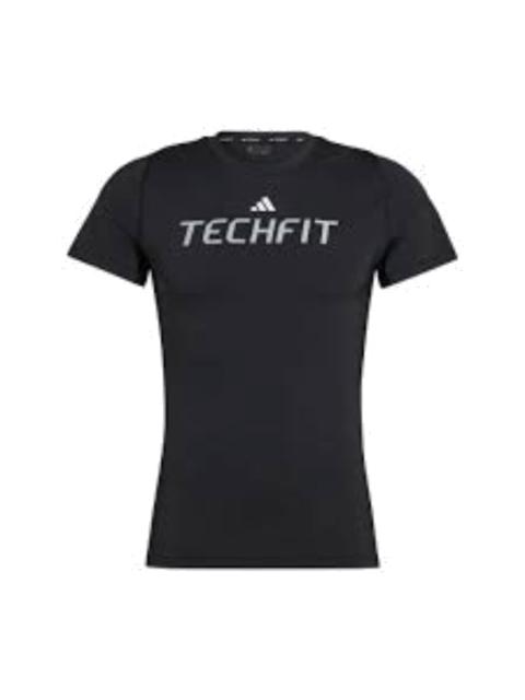 adidas Techfit Graphic T-Shirt Asia Sizing 'Black' HZ9686