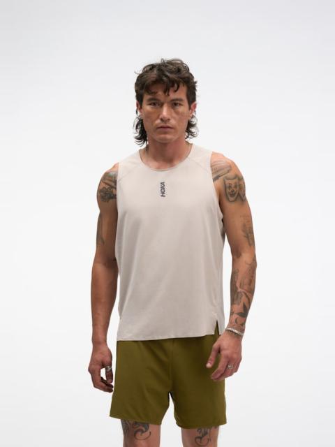 HOKA Men's EveryRun Tank Top in River Rock Grey