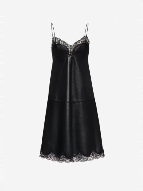 MAGDA BUTRYM Leather lace-trim slip dress in black