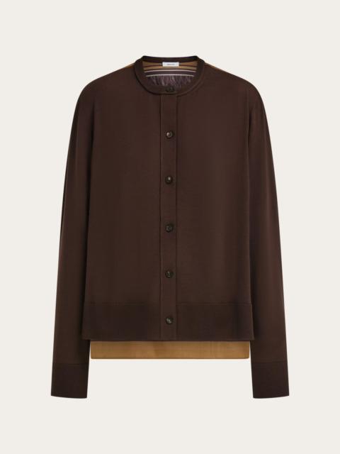 FERRAGAMO Cardigan with silk panel detail