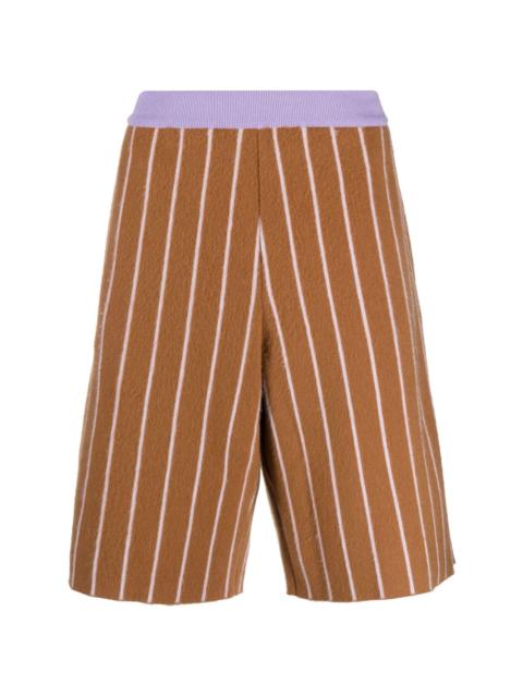 stripe-pattern cashmere shorts