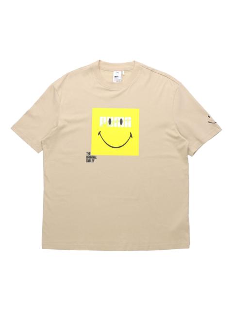 PUMA (WMNS) PUMA x Smiley Unisex Sports Round-neck Tee Khaki 532907-12