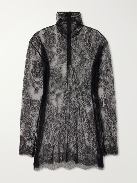 Dolce & Gabbana Chantilly lace turtleneck blouse Black