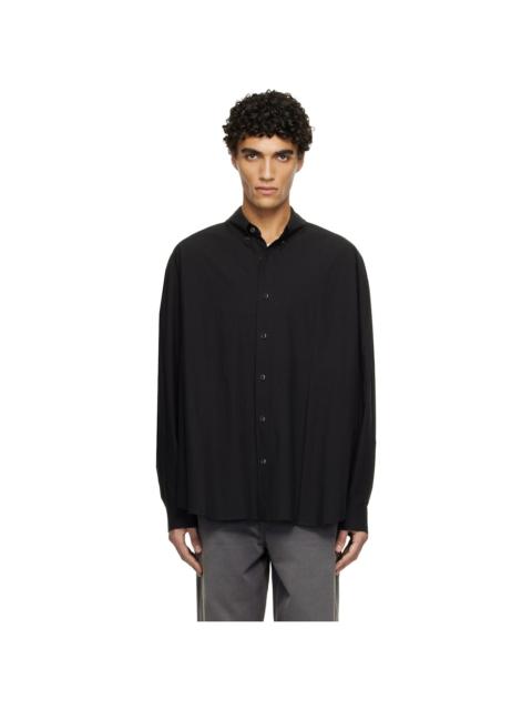 SOLID HOMME Black Slit Detail Cotton Shirt