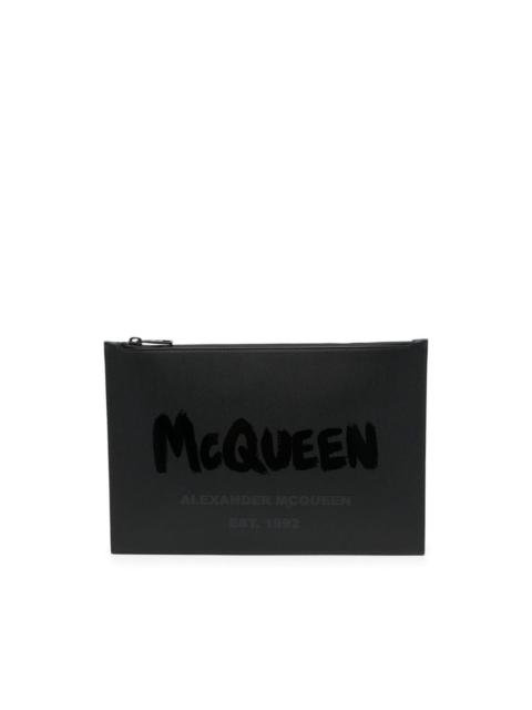 Alexander McQueen logo-print flat-zip pouch