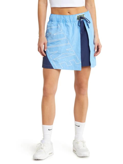 Tracksuit Drawstring Waist Skirt in University Blue/Navy/Sail