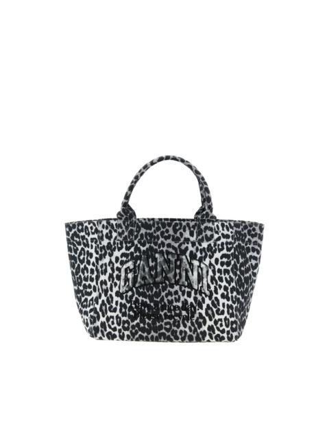 GANNI leopard sequin medium tote