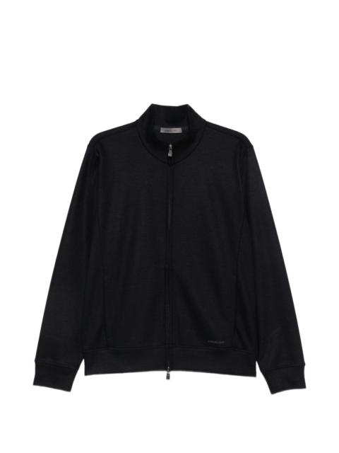 CORNELIANI logo-print zip-fastening cardigan