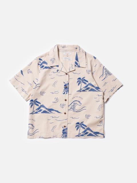 Nudie Jeans Moa Waves Hawaii Shirt Ecru
