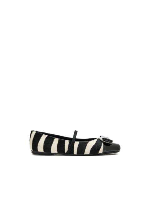 FERRAGAMO Vara zebra-print bow ballet flats