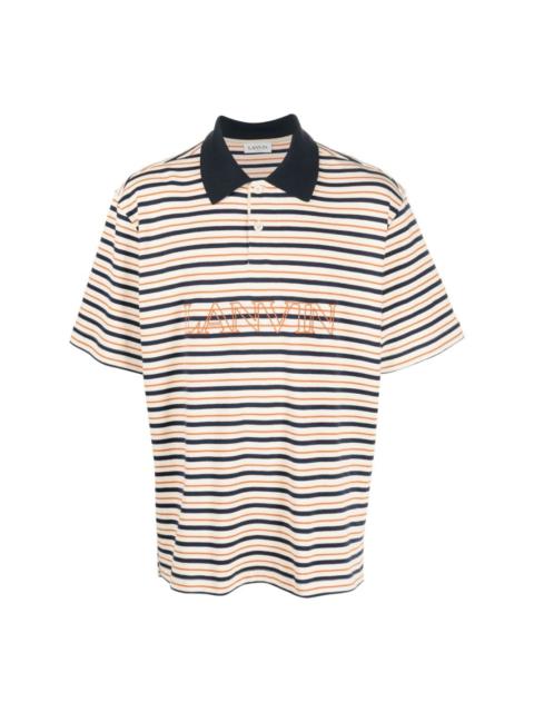Lanvin logo-embroidered striped polo shirt