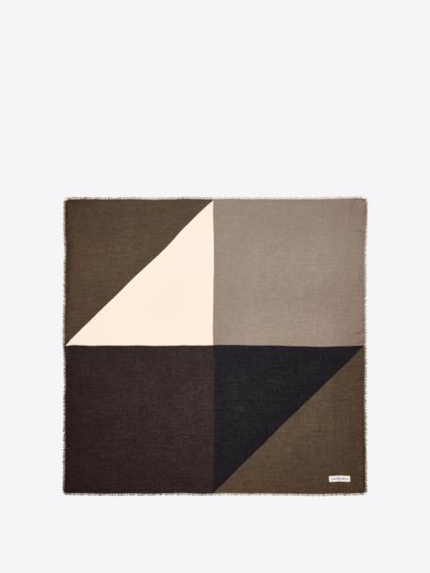 SAINT LAURENT square scarf in graphic modal and cashmere