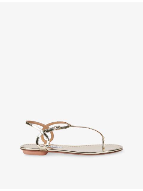AQUAZZURA Almost Bare Flat Leather Sandals