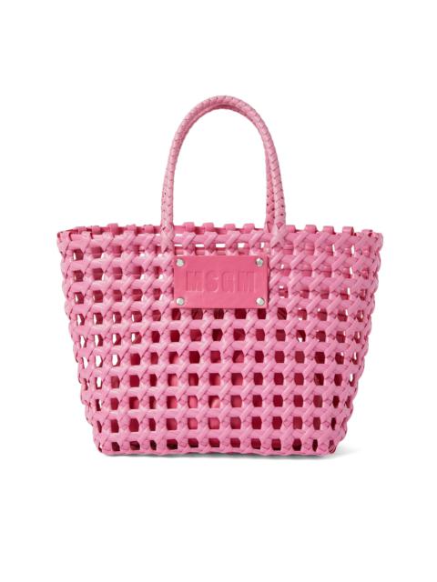 MSGM Faux leather basket net mini bag with accompanying mini pouch