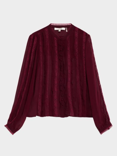 LoveShackFancy Alvynne Sheer Lace Blouse