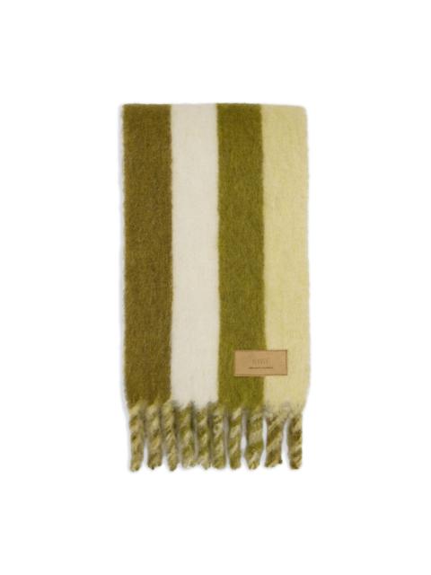 AMI Paris striped fringed scarf