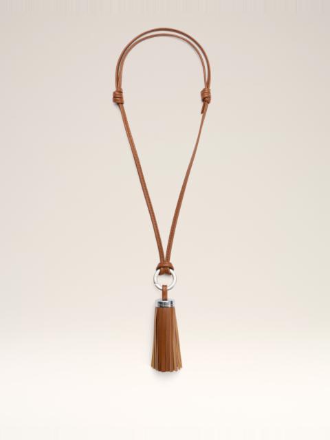 AMI Paris BROWN LEATHER AMI POMPOM KEYRING
