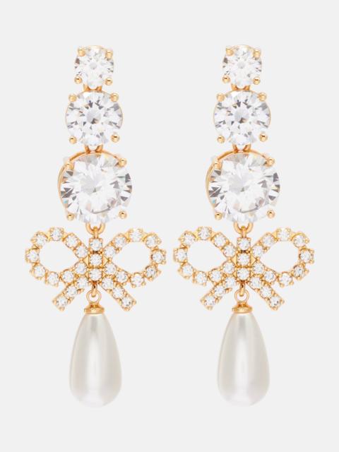 self-portrait Embellished drop earrings