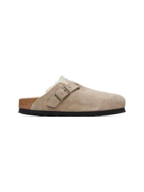 BIRKENSTOCK Taupe Narrow Boston Shearling Loafers