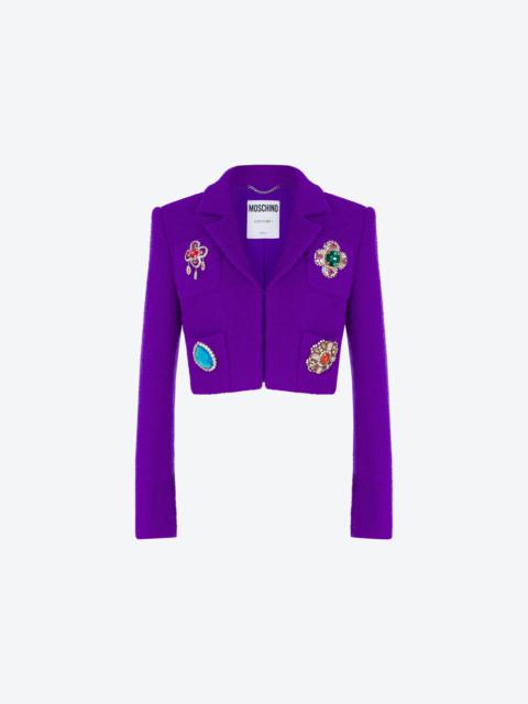 Moschino JEWELS FLOWER BOUCLÉ CROP JACKET